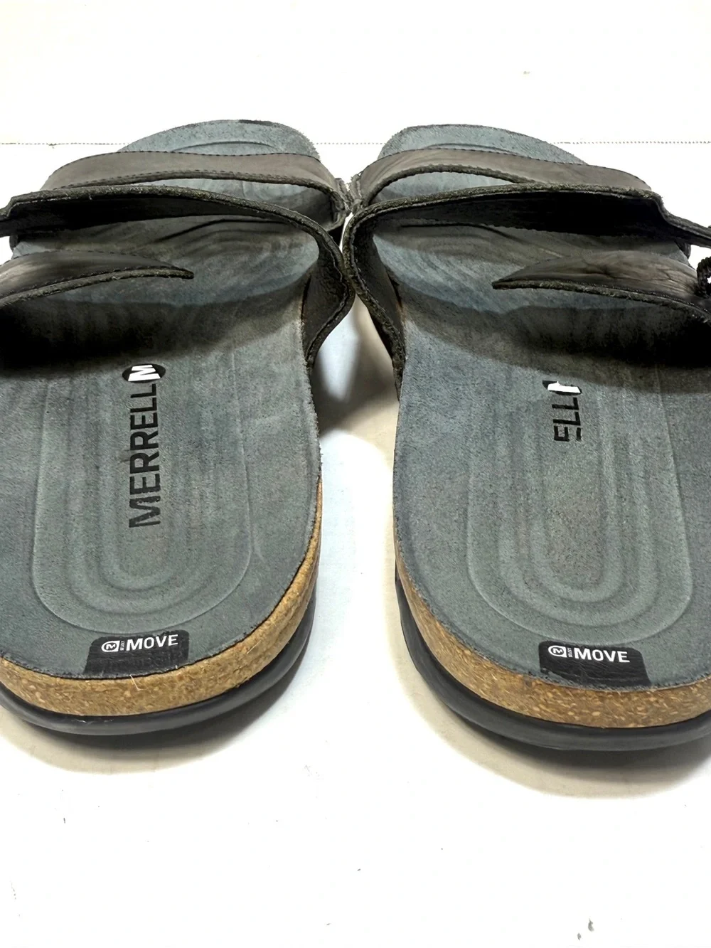 Merrell Move Double Strap Slide Leather Sandals Gray/Black Men’s Size 10
